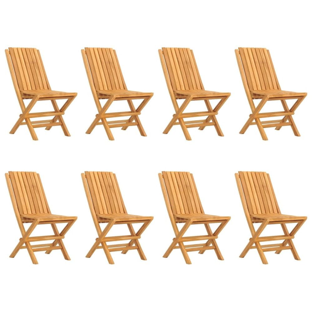 Vidaxl Skladacie záhradné stoličky 8 ks 47x47x89 tíkový masív